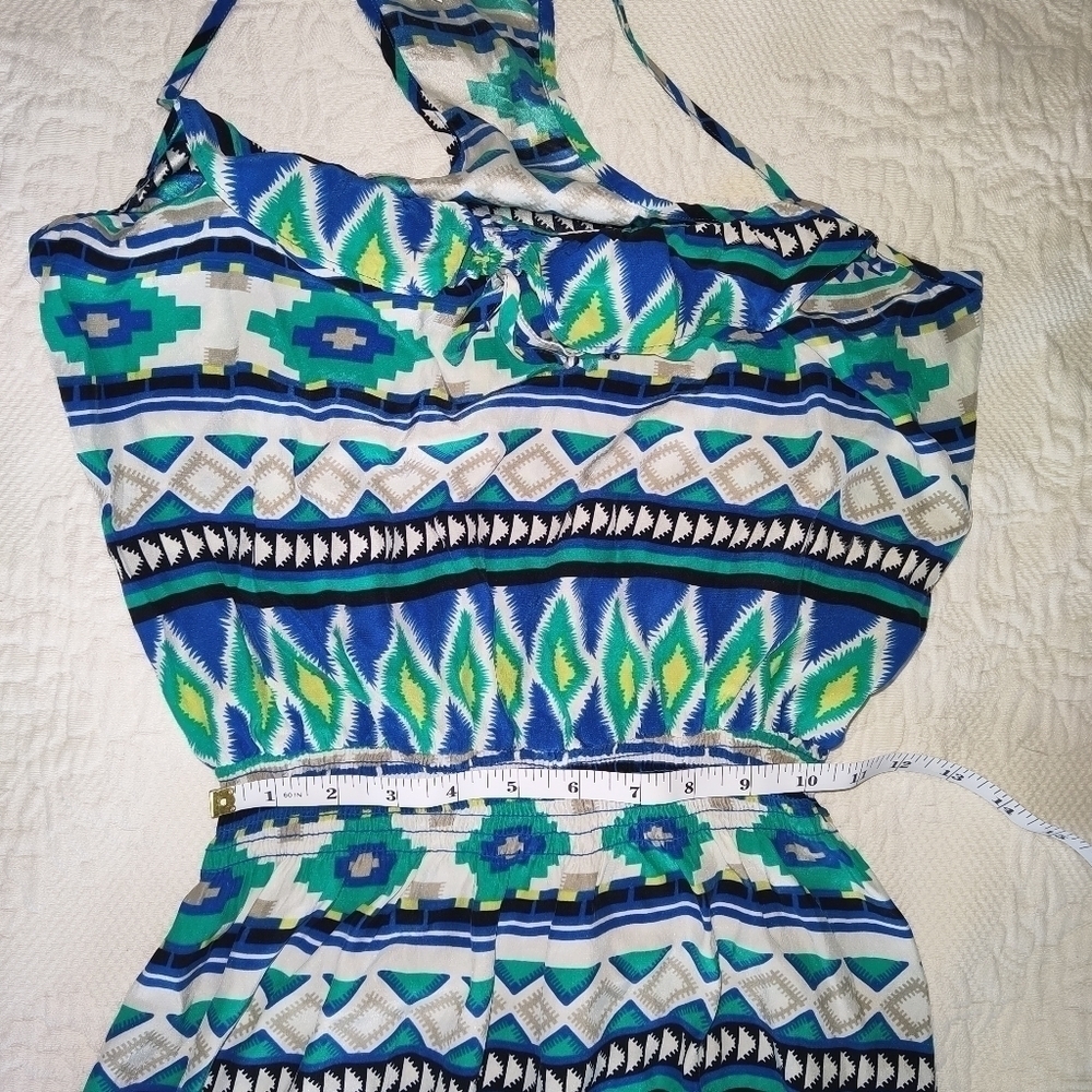 Parker Silk Green Blue White Design Dress size XS - Picture 5 of 7